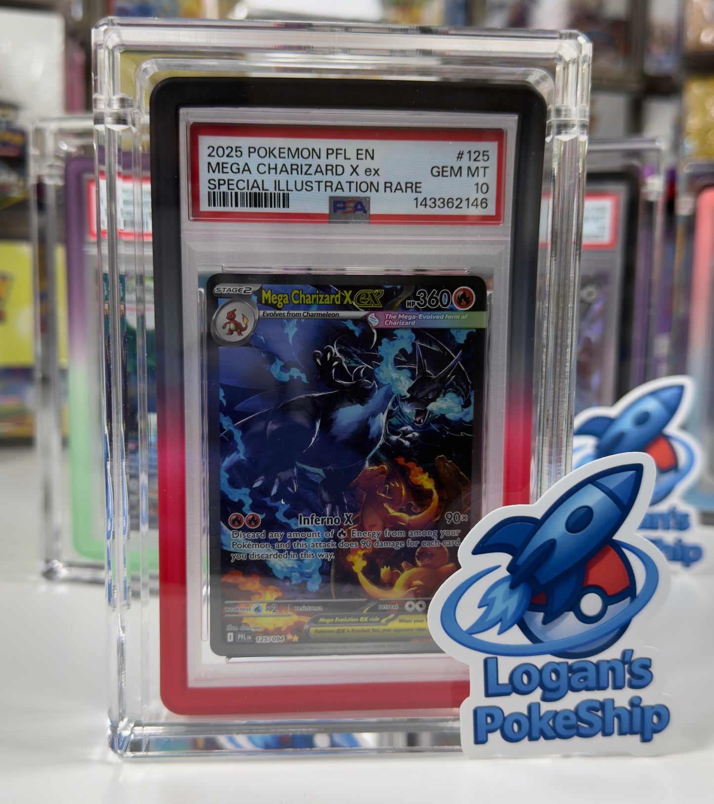 PSA Graded Card Acrylic Magnetic Display Case w/ Graded Guard Bumper Installed